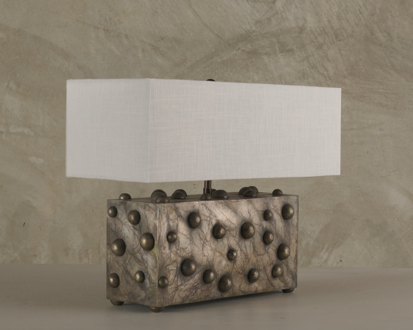 BC WORKSHOP SILVERED LARGE STUDDED LAMP BY LIKA MOORE